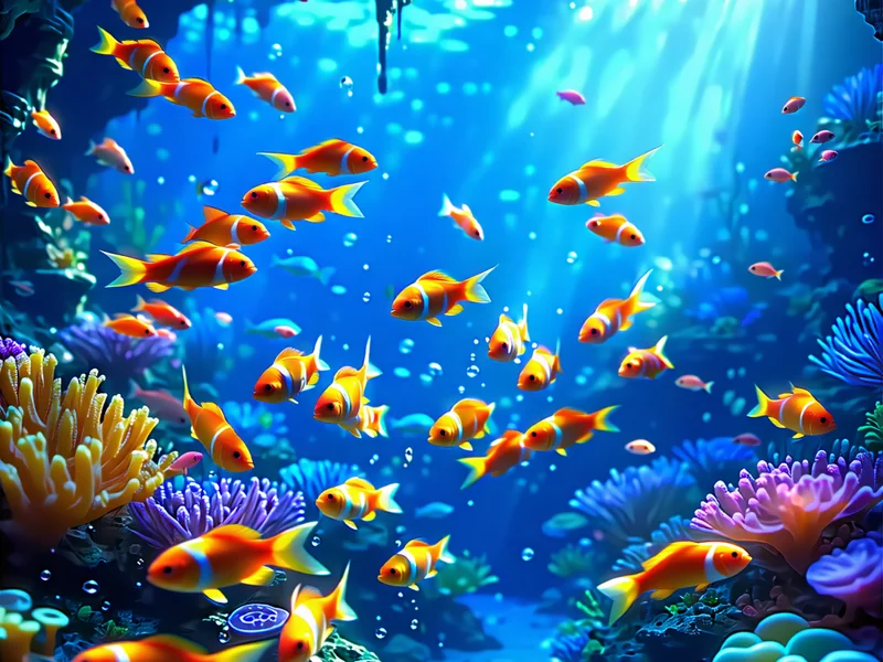 Hình ảnh trò chơi bắn cá đổi thưởng SV88 với khung cảnh đại dương và các loài cá rực rỡ