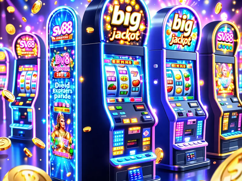 Hình ảnh các trò chơi slot game nổ hũ đầy màu sắc với biểu tượng jackpot lớn tại SV88
